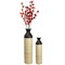 Elegant Black or White Cylinder Shaped Tall Spun Bamboo Floor Vases, Embellished with a Glossy Lacquer, and Enhanced with Natural Bamboo Finish - Stylish Home Decor, Heights of 31 and 23.5 Inches